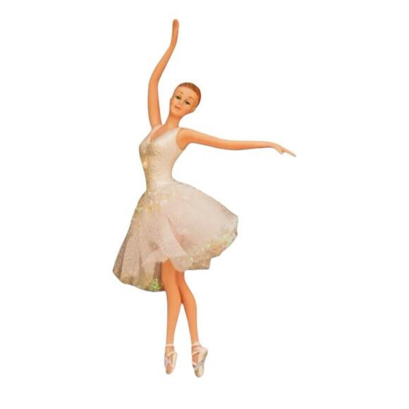 Ballerina Blonde Christmas Ornament Romantic White Leotard Tutu - Picture 1 of 3